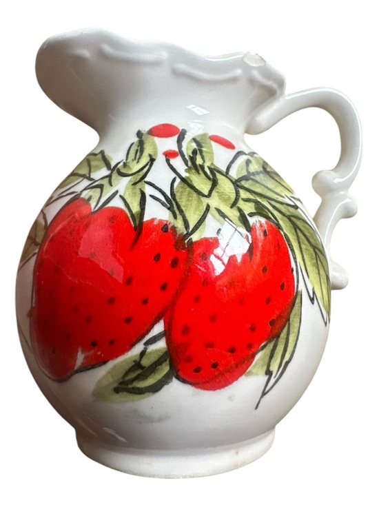 Other - Vintage Hand Painted Japan Ceramic Strawberry Creamer / Small Vase